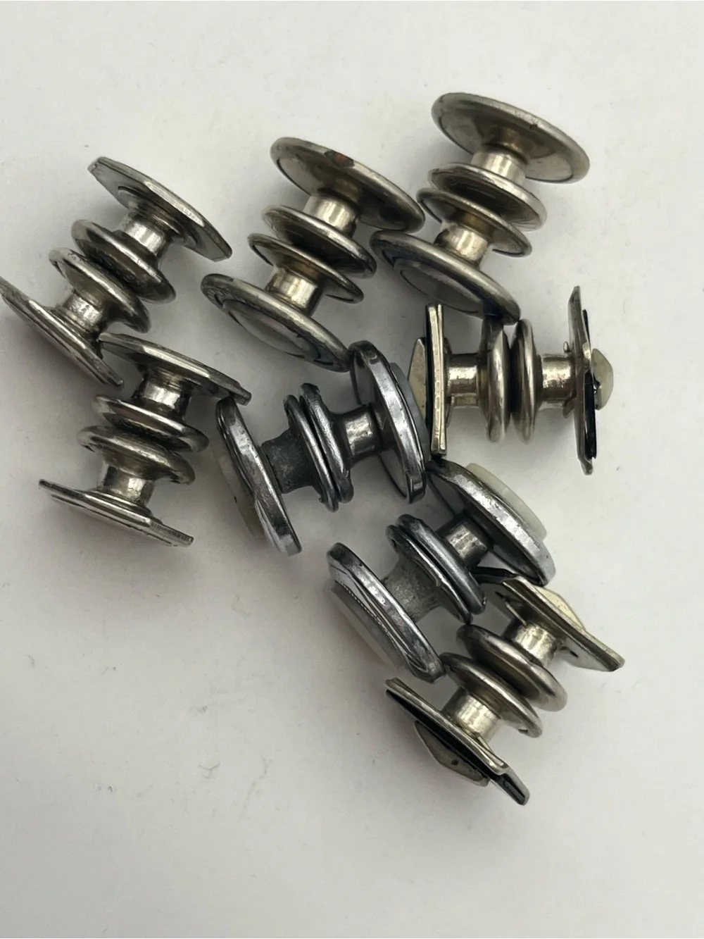 Art Deco silver tone snap link cufflinks vintage set of 4 embossed design